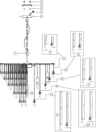 картинка Подвесная люстра хрустальная Linn MOD091PL-09CH от магазина BTSvet