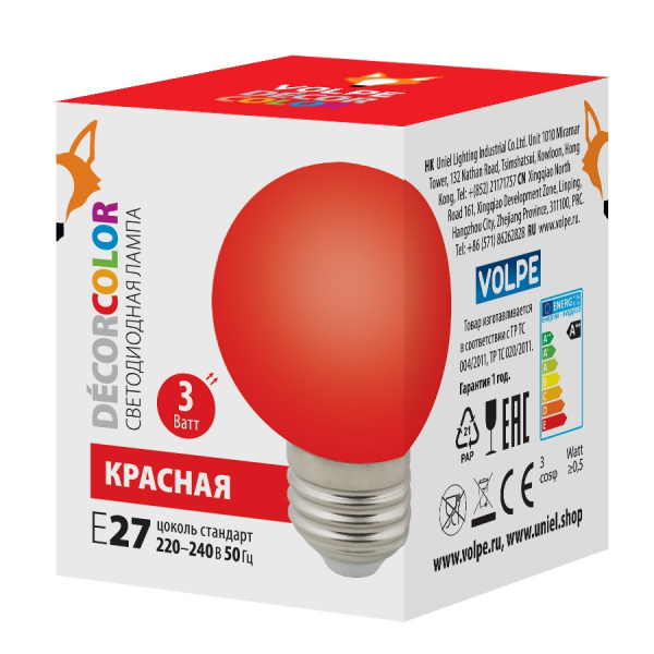 картинка Лампочка светодиодная LED-G60-3W/RED/E27/FR/С от магазина BTSvet
