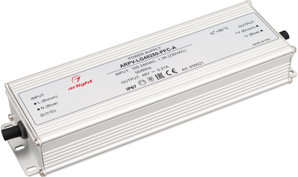 Блок питания ARPV-LG48250-PFC-A (48V, 5.21A, 250W) (Arlight, IP67 Металл, 5 лет) 030021