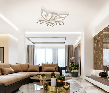 картинка Потолочная люстра светодиодная с пультом и управлением смартфоном регулировка цветовой температуры и яркости ночной режим таймер HIGH-TECH LED LAMPS 82006 от магазина BTSvet