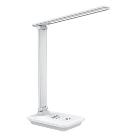 Офисная настольная лампа светодиодная диммируемая с выключателем и регулировкой цветовой температуры беспроводным ЗУ и USB-портом 41452