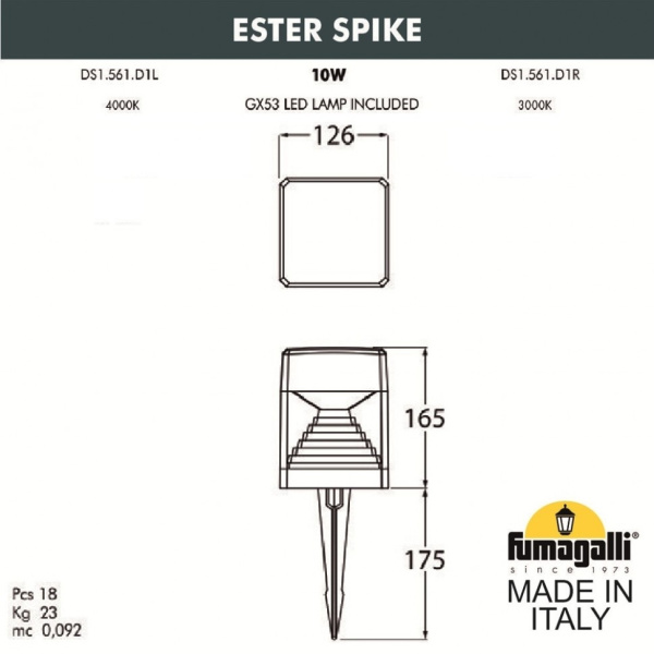 картинка Грунтовый светильник Ester Wall DS1.561.000.WXD1L от магазина BTSvet