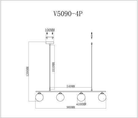 картинка Подвесной светильник Lingdal V5090-4P от магазина BTSvet