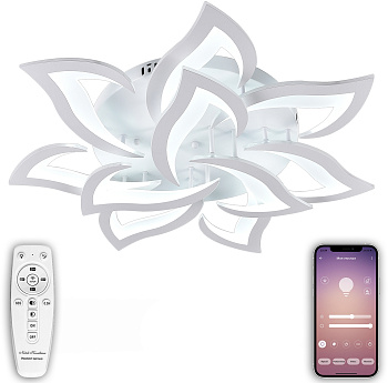 Потолочная люстра светодиодная с управлением смартфоном и пультом регулировкой цветовой температурой и яркости ночным режимом и таймером LED LAMPS 81224