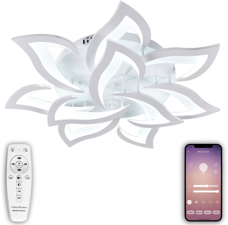 Потолочная люстра светодиодная с управлением смартфоном и пультом регулировкой цветовой температурой и яркости ночным режимом и таймером LED LAMPS 81224
