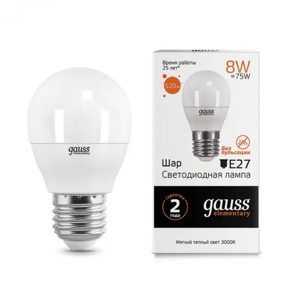 Лампочка LED Elementary Globe 8W E27 3000K 53218