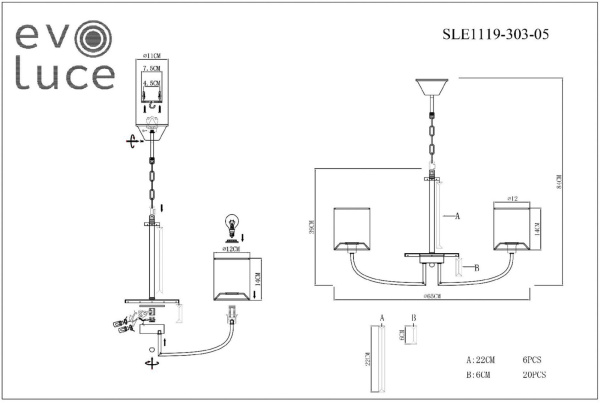 картинка Подвесная люстра Evoluce Ellisse SLE1119-303-05 от магазина BTSvet