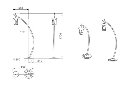 картинка Кованый наземный уличный фонарь Borneo 160-51/bg-02 от магазина BTSvet