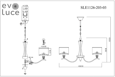 картинка Подвесная люстра Evoluce Cassia SLE1126-203-03 от магазина BTSvet