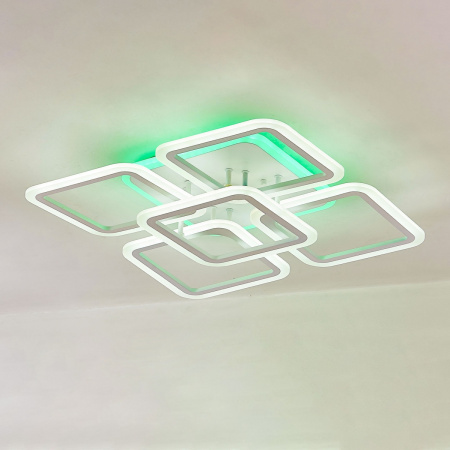 картинка Потолочная люстра светодиодная с пультом и управлением смартфоном регулировкой цветовой температуры и яркости RGB Марсель Смарт CL232A150E от магазина BTSvet