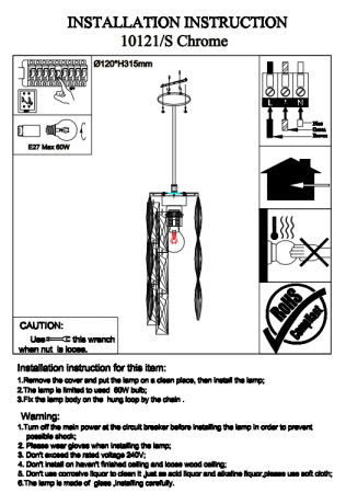 картинка Подвесной светильник хрусталь 10121/S gold от магазина BTSvet
