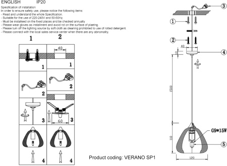 картинка Подвесной светильник VERANO SP1 TRANSPARENT от магазина BTSvet