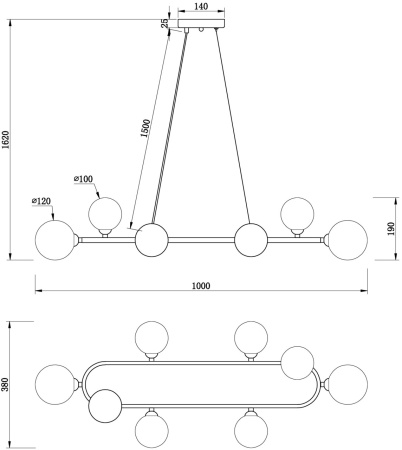 картинка Подвесной светильник Globos FR5222PL-08B1 от магазина BTSvet