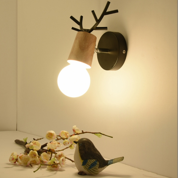 картинка Бра с рожками DEER A Wood/Black от магазина BTSvet
