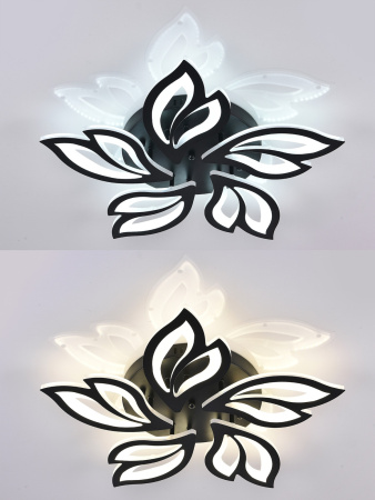 картинка Потолочная люстра светодиодная с управлением смартфоном и пультом регулировкой цветовой температурой и яркости ночным режимом и таймером HIGH-TECH LED LAMPS 82006 BLACK от магазина BTSvet