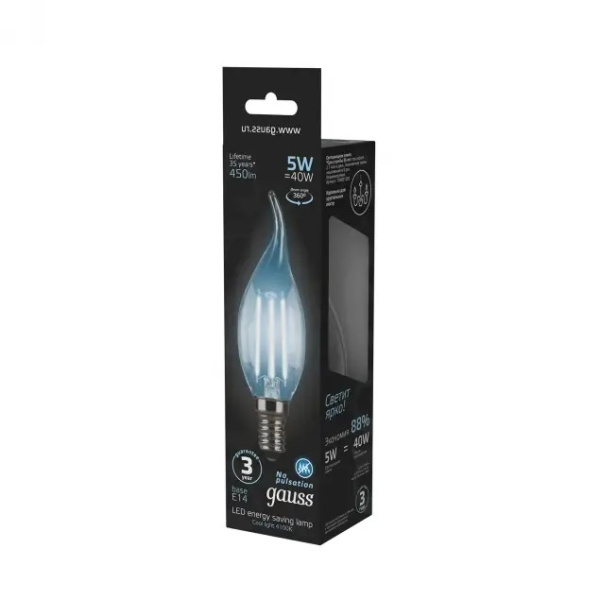 картинка Лампочка LED Filament Candle tailed E14 5W 4100K 1/10/50 104801205 от магазина BTSvet