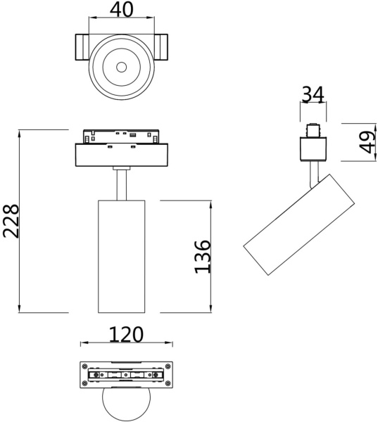 картинка Трековый светильник светодиодный Track lamps TR019-2-7W4K-B от магазина BTSvet