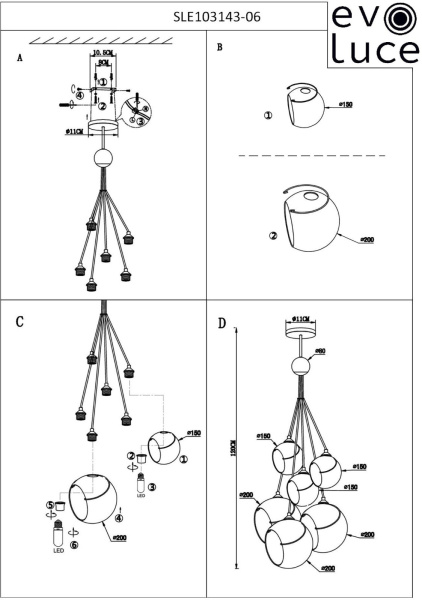 картинка Подвесной светильник Evoluce Satturo SLE103143-06 от магазина BTSvet