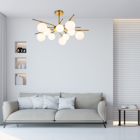 картинка Потолочная люстра на штанге Sphere 642/10P E27*60W Brass от магазина BTSvet