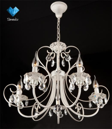 картинка Подвесная люстра 3305/5 белый с золотом/прозрачный хрусталь Strotskis от магазина BTSvet