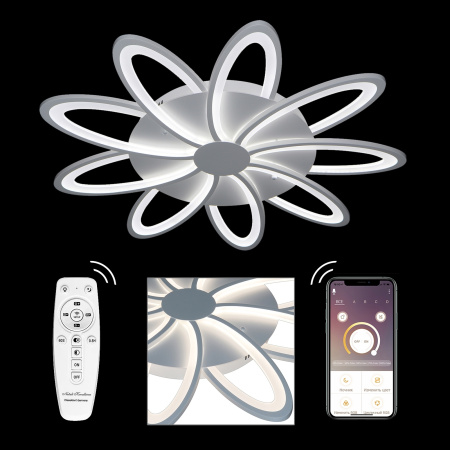 картинка Потолочная люстра светодиодная с пультом и управлением со смартфона регулировкой яркости и цветовой температуры ночной режим таймер HIGH-TECH LED LAMPS 82009 от магазина BTSvet