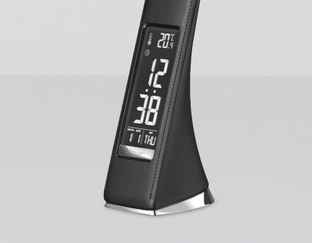 картинка Офисная настольная лампа светодиодная диммируемая с выключателем регулировкой цветовой температуры часами термометром и будильником Desk DE509 от магазина BTSvet