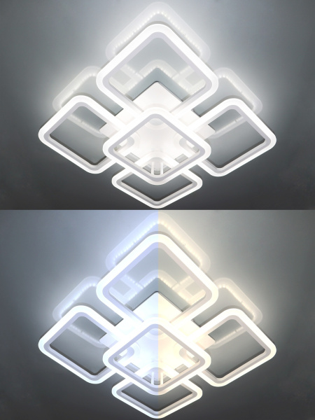 картинка Потолочная люстра светодиодная с пультом и управлением смартфоном регулировкой цветовой температуры и яркости ночным режимом и таймером HIGH-TECH LED LAMPS 82022 от магазина BTSvet