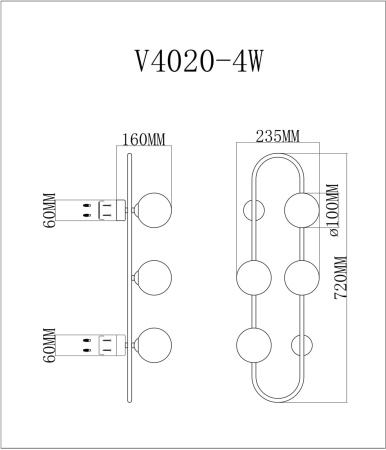 картинка Бра Krona V4020-4W от магазина BTSvet