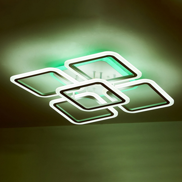 картинка Потолочная люстра светодиодная с пультом и управлением смартфоном регулировкой цветовой температуры и яркости RGB Марсель Смарт CL232A150E от магазина BTSvet