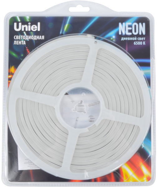 картинка Светодиодная гибкая герметичная лента Neon 5 м. Neon ULS-N01-2835-120LED/m-6mm-IP67-DC12V-9W/m-5M-6500K блистер от магазина BTSvet