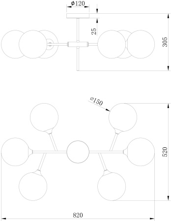 картинка Потолочная люстра Maddison FR5115PL-06BZ1 от магазина BTSvet