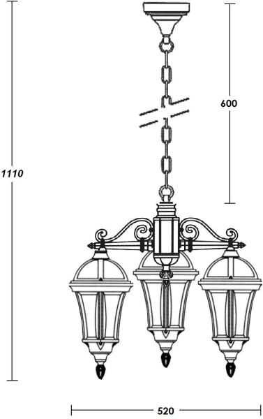 картинка Уличный светильник подвесной ROMA S 95270S/3 Gb от магазина BTSvet