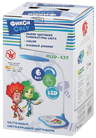 картинка Интерьерная настольная лампа светодиодная для детской с диммером и выключателем NLED-433-6W-BU от магазина BTSvet