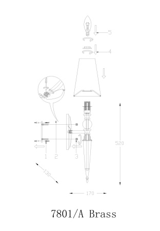 картинка Бра 7801/A brass matt без абажуров от магазина BTSvet
