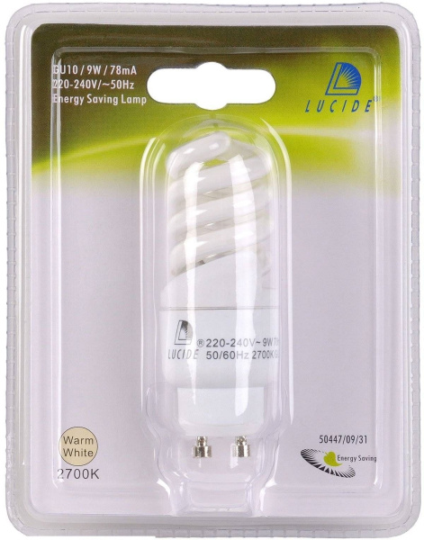 Лампочка КЛЛ 50447/09/31 Energy Saving Bulb Blister GU10/9W Spiral
