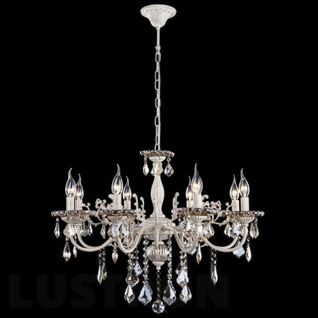 картинка Подвесная люстра 3281/8 белый с золотом/тонированный хрусталь Strotskis от магазина BTSvet