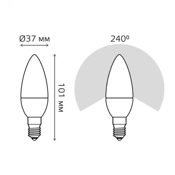картинка Лампочка светодиодная свеча E14 2700K 610lm 103101107 от магазина BTSvet