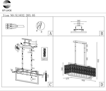 картинка Подвесная люстра Mira SL1632.203.05 от магазина BTSvet