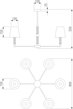 картинка Потолочная люстра на штанге Eurosvet Conso 60145/6 латунь от магазина BTSvet