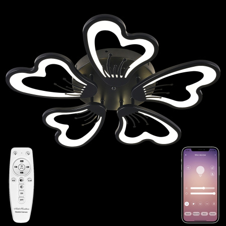 картинка Потолочная люстра светодиодная с управлением смартфоном и пультом регулировкой цветовой температурой и яркости ночным режимом и таймером INNOVATION STYLE 83030 BLACK от магазина BTSvet