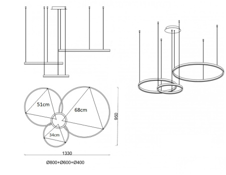 картинка Подвесной светильник светодиодный диммируемый с пультом Тор 08223,36PA от магазина BTSvet