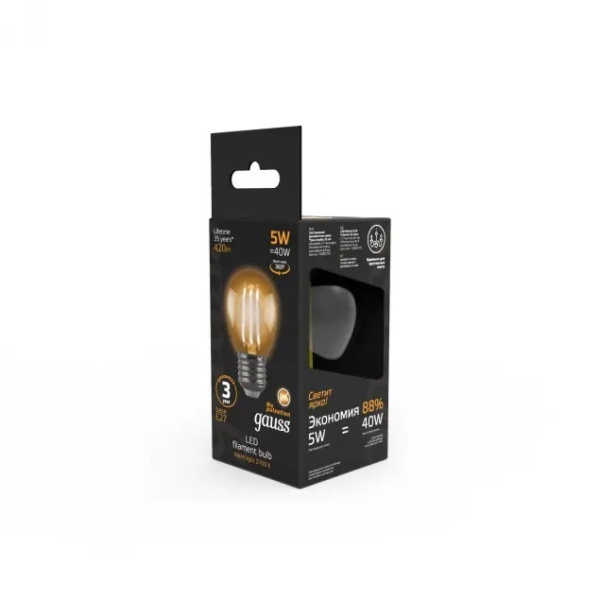 картинка Лампочка LED Filament Globe E27 5W 2700K 1/10/50 105802105 от магазина BTSvet