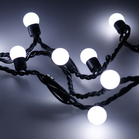 картинка Светодиодная гирлянда ARD-BALL-CLASSIC-D17.5-10000-BLACK-100LED WHITE (230V, 7W) (Ardecoled, IP65) 025583 от магазина BTSvet