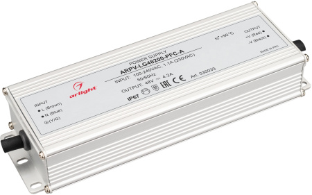 Блок питания ARPV-LG48200-PFC-A (48V, 4.2A, 200W) (Arlight, IP67 Металл, 5 лет) 030033