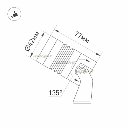 картинка Прожектор светодиодный ALT-RAY-R42-5W Day4000 (DG, 25 deg, 230V) (Arlight, IP67 Металл, 3 года) 032652 от магазина BTSvet