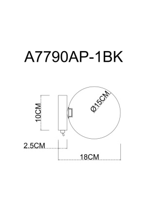 картинка Бра с выключателем Vincent A7790AP-1BK от магазина BTSvet