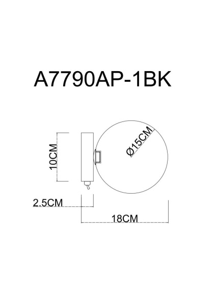картинка Бра с выключателем Vincent A7790AP-1BK от магазина BTSvet