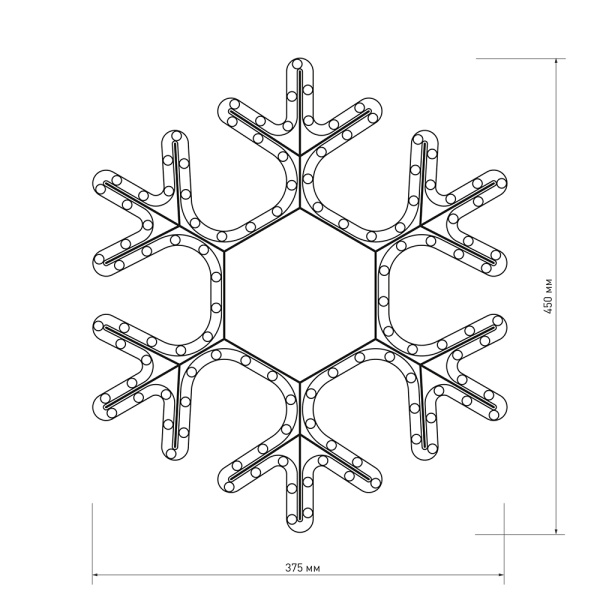 картинка Световая фигура светодиодная ARD-SNOWFLAKE-M7-450x375-108LED Warm (230V, 6.5W) (Ardecoled, IP65) 025315 от магазина BTSvet