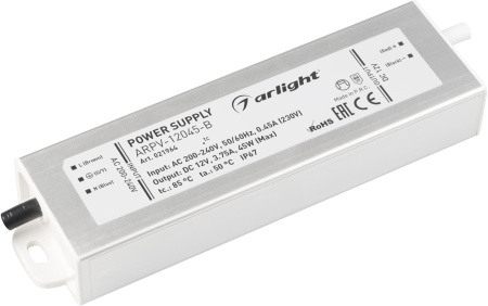 Блок питания ARPV-12045-B (12V, 3.8A, 45W) (Arlight, IP67 Металл, 3 года) 021964