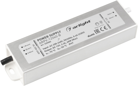 Блок питания ARPV-12040-B (12V, 3.3A, 40W) (Arlight, IP67 Металл, 3 года) 020086
